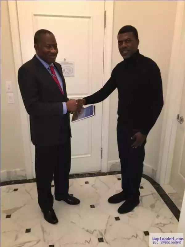 Photos: Reno Omokri Reunites With Ex President Jonathan, Presents His Books To Him